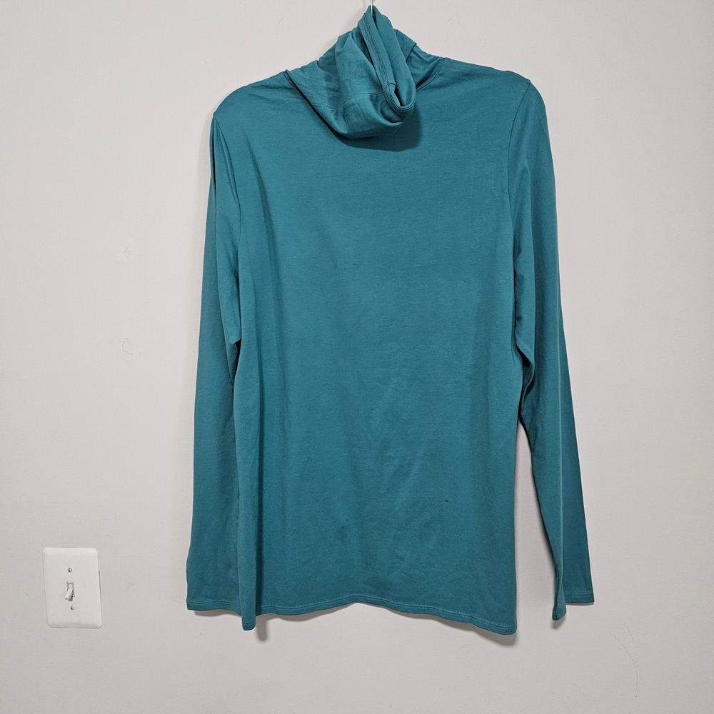 Peruvian Connection XL Pima Cotton Turtleneck Top Blue Teal Extreme Minimal NWT